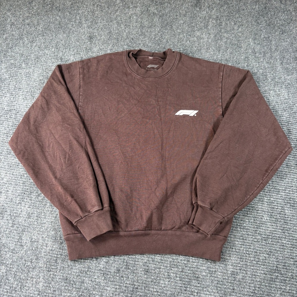 PacSun Formula 1 F1 Brown Graphic Crewneck Sweatshirt Mens Small Racing USA Made